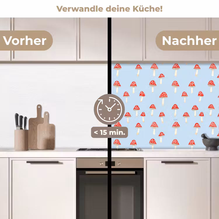 Spritzschutz Küche - Pilz - Geschichte - Blau — 2