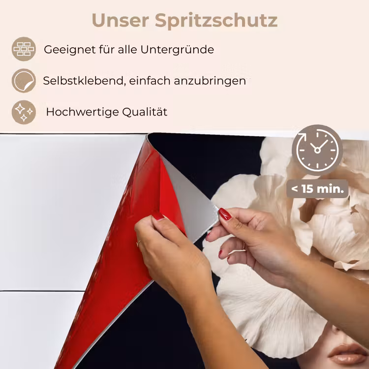 Spritzschutz Küche - Rose - Zeitlos - Schwarz — 4