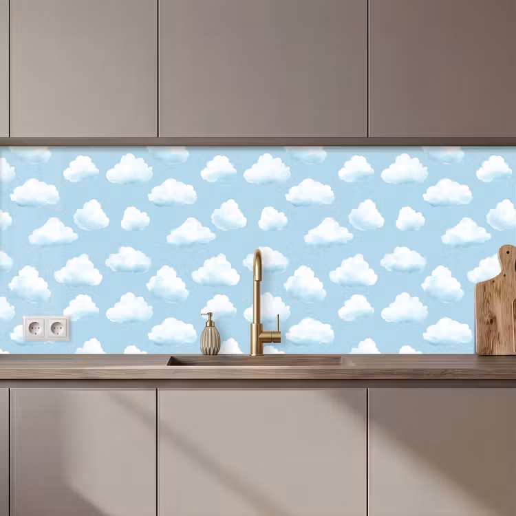 Spritzschutz Küche - Wolken - Illustration - Blau — 1