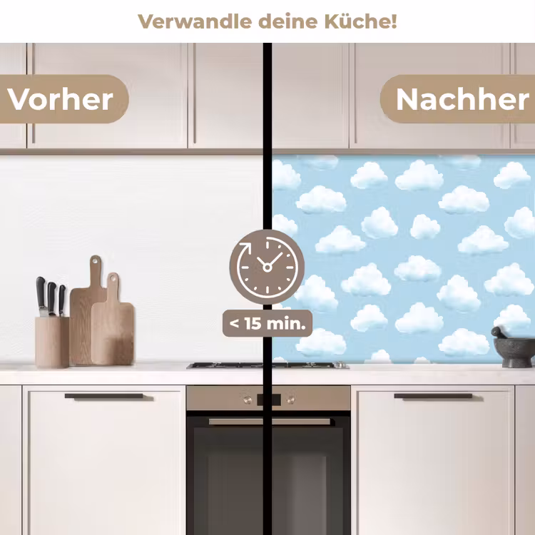 Spritzschutz Küche - Wolken - Illustration - Blau — 2