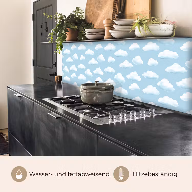 Spritzschutz Küche - Wolken - Illustration - Blau — 3