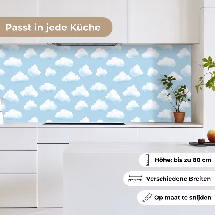 Spritzschutz Küche - Wolken - Illustration - Blau — 4