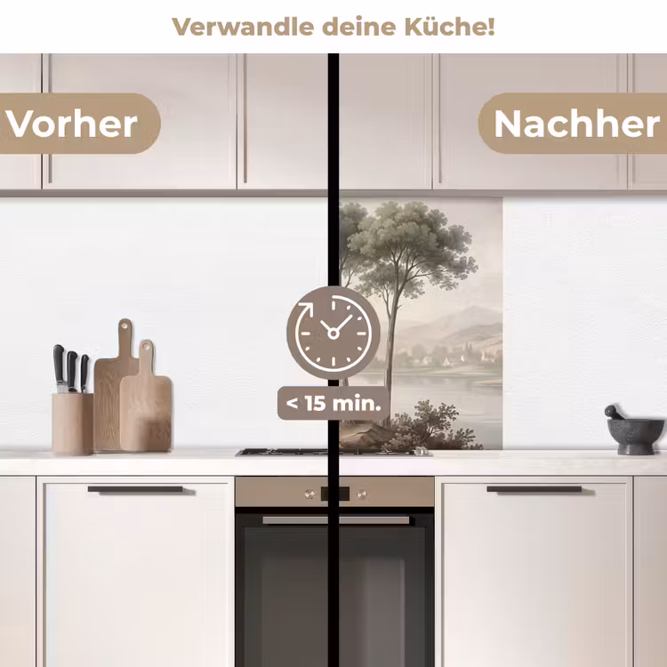 Küchen rückwand - Bäume - See - Berge - Illustration — 2