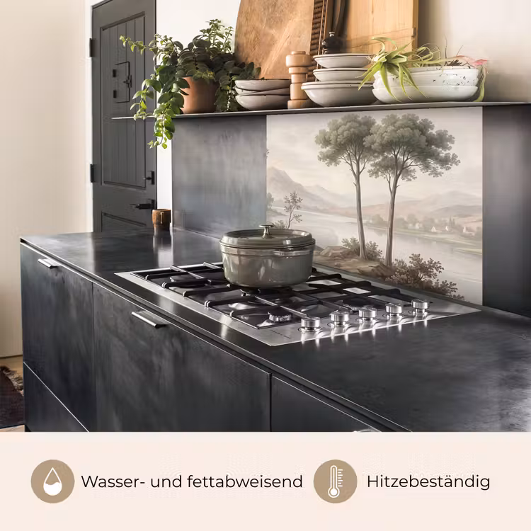 Küchen rückwand - Bäume - See - Berge - Illustration — 4