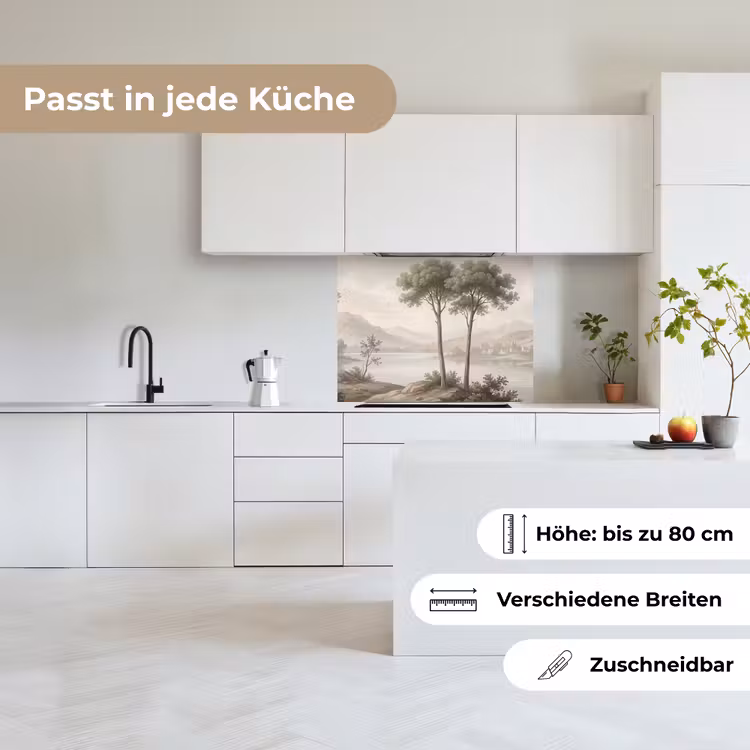 Küchen rückwand - Bäume - See - Berge - Illustration — 6