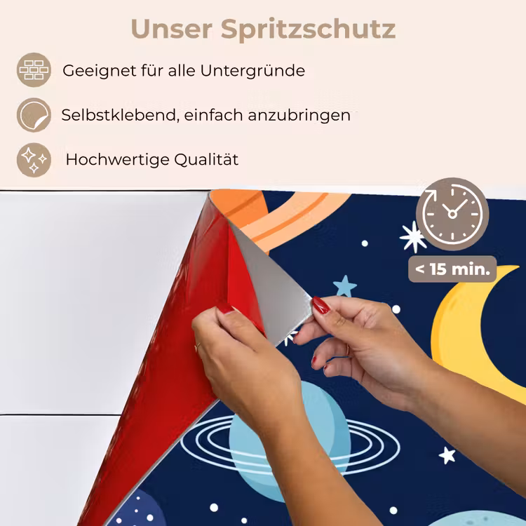 Spritzschutz Küche - Weltraum - Planeten - Farbenfroh — 4