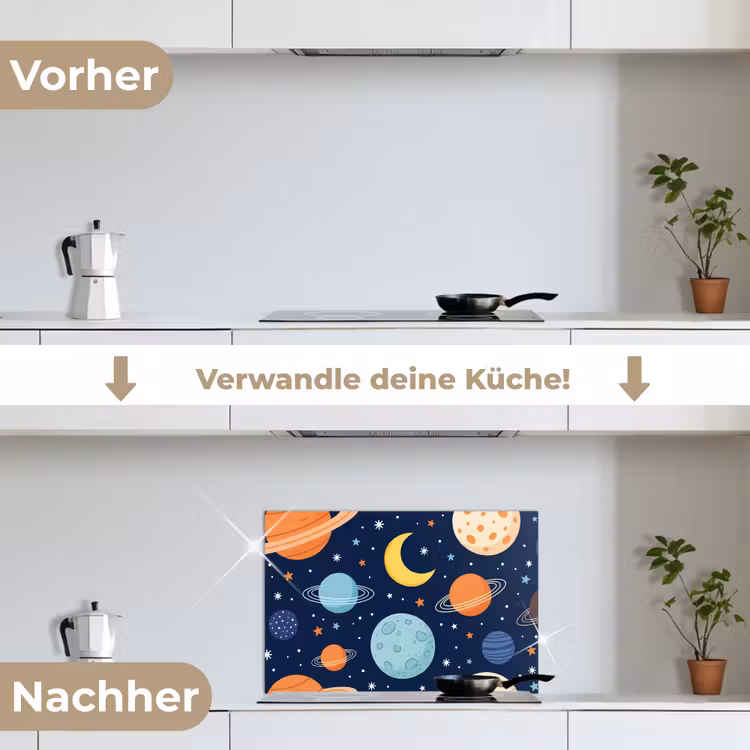 Spritzschutz Küche - Weltraum - Planeten - Farbenfroh — 7