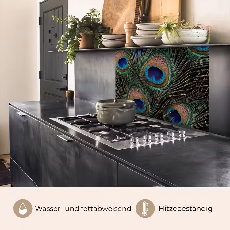 Küchen rückwand - Pfauenfedern - Klassisch - Grün — 4