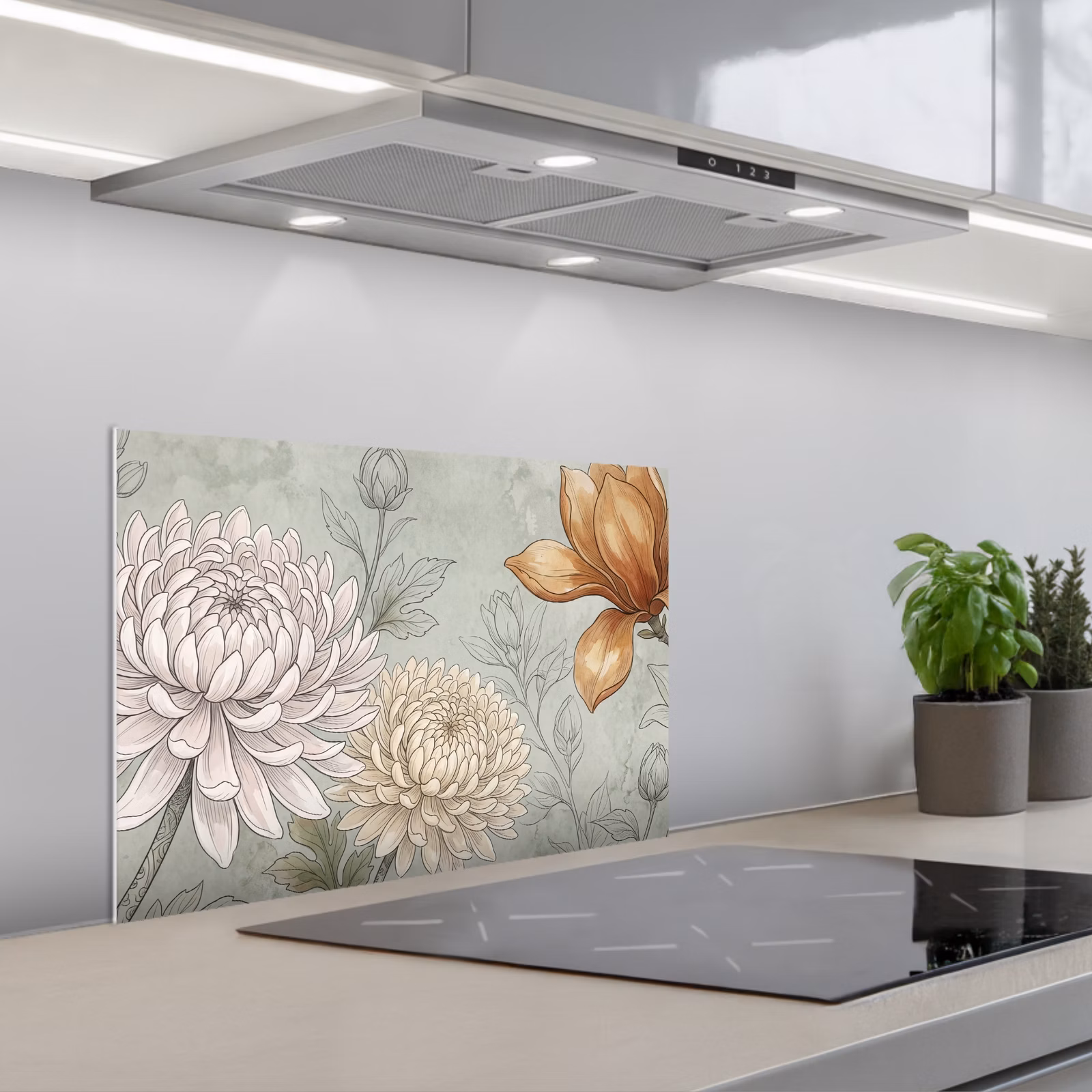 Spritzschutz Küche - Illustration - Blumen - Grün — 1