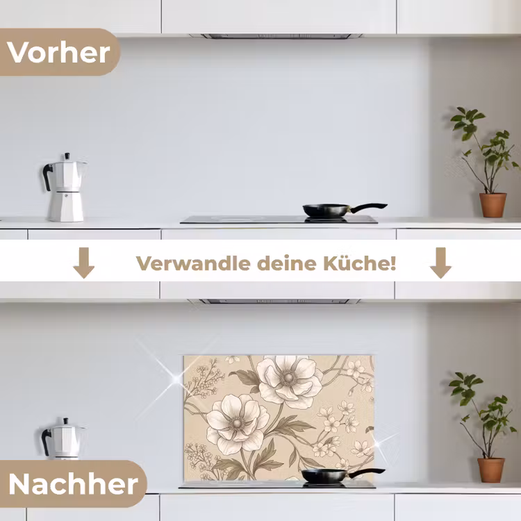 Spritzschutz Küche - Blumen - Muster - Beige — 7