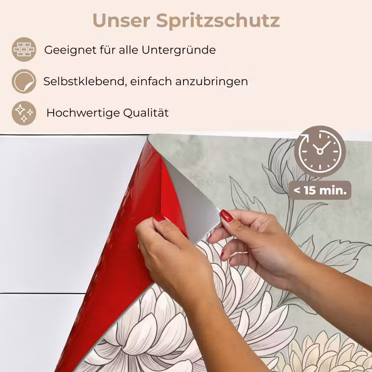 Spritzschutz Küche - Illustration - Blumen - Grün — 4