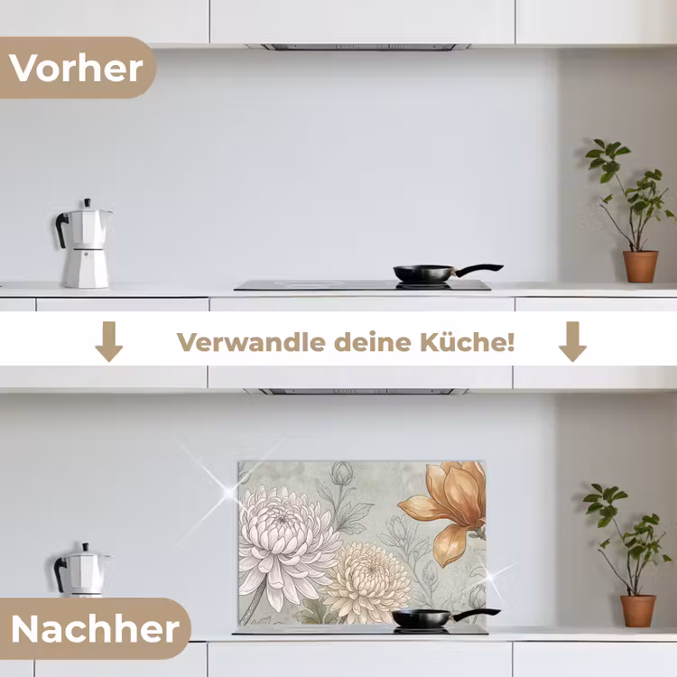 Spritzschutz Küche - Illustration - Blumen - Grün — 7