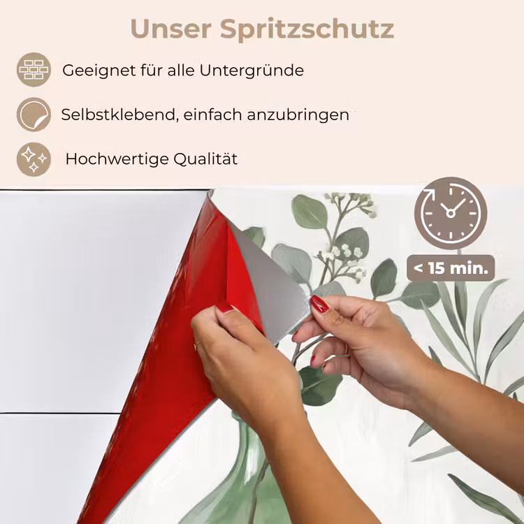 Spritzschutz Küche - Vasen - Blätter - Grün — 4