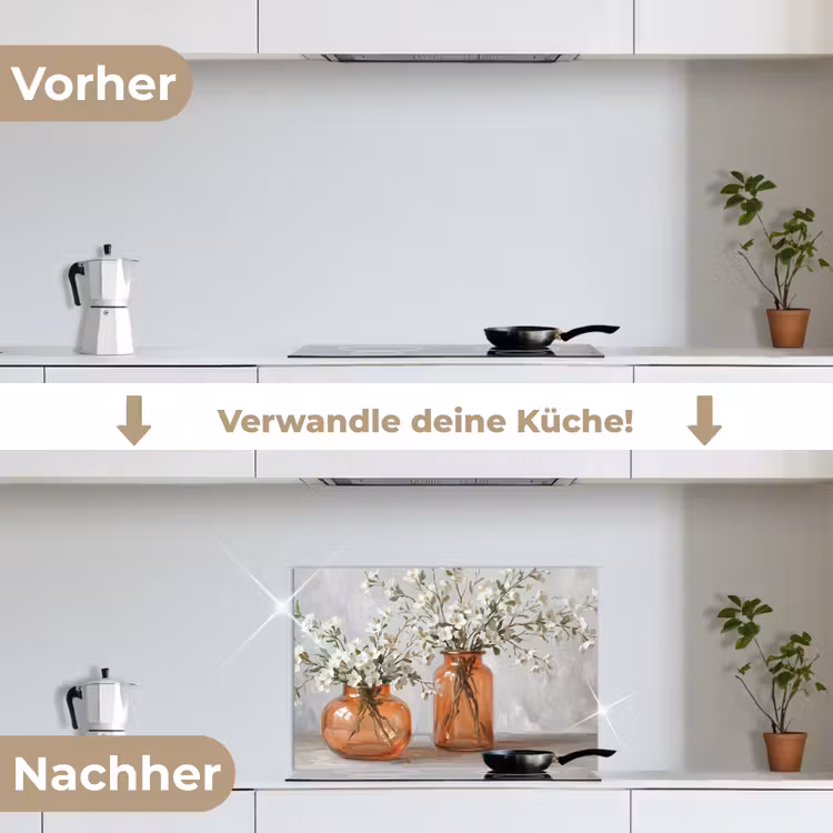 Spritzschutz Küche - Vasen - Blumen - Orange — 7