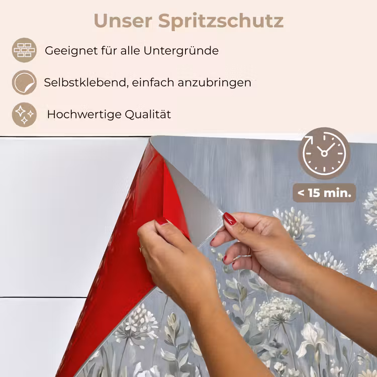 Spritzschutz Küche - Blumen - Botanisch - Blau — 4