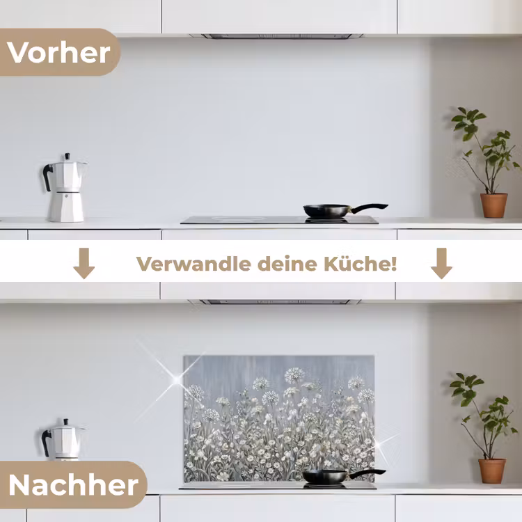 Spritzschutz Küche - Blumen - Botanisch - Blau — 7