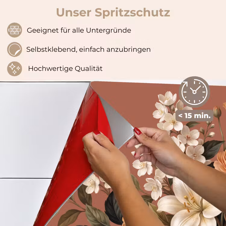 Spritzschutz Küche - Blumenstrauß - Retro - Farbenfroh — 4