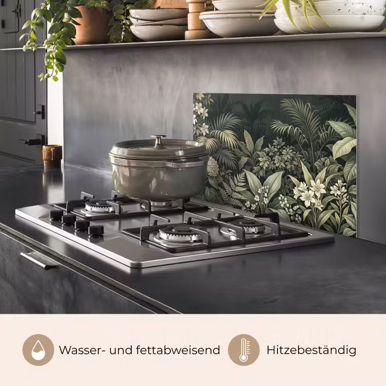 Spritzschutz Küche - Dschungel - Blätter - Botanisch - Grün — 2
