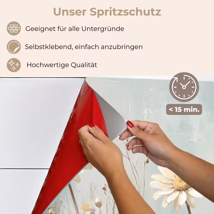 Spritzschutz Küche - Gänseblümchen - Illustration - Weiß — 4