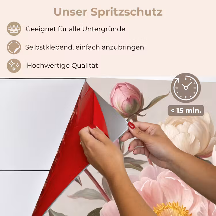 Spritzschutz Küche - Pfingstrosen - Strauß - Rosa — 4