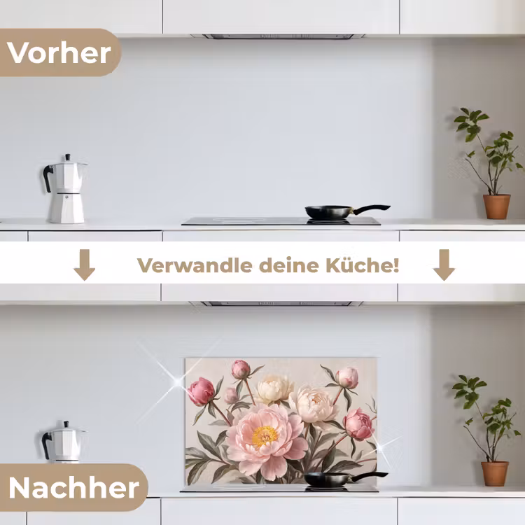 Spritzschutz Küche - Pfingstrosen - Strauß - Rosa — 7
