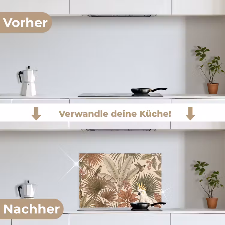 Spritzschutz Küche - Tropisch - Vögel - Beige — 7