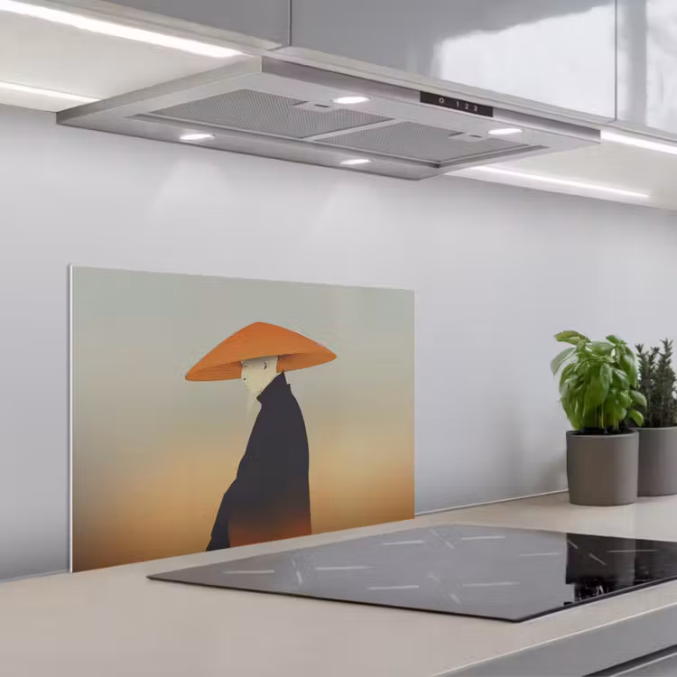 Spritzschutz Küche - Minimalistisch - Scherenschnitt - Orange — 1
