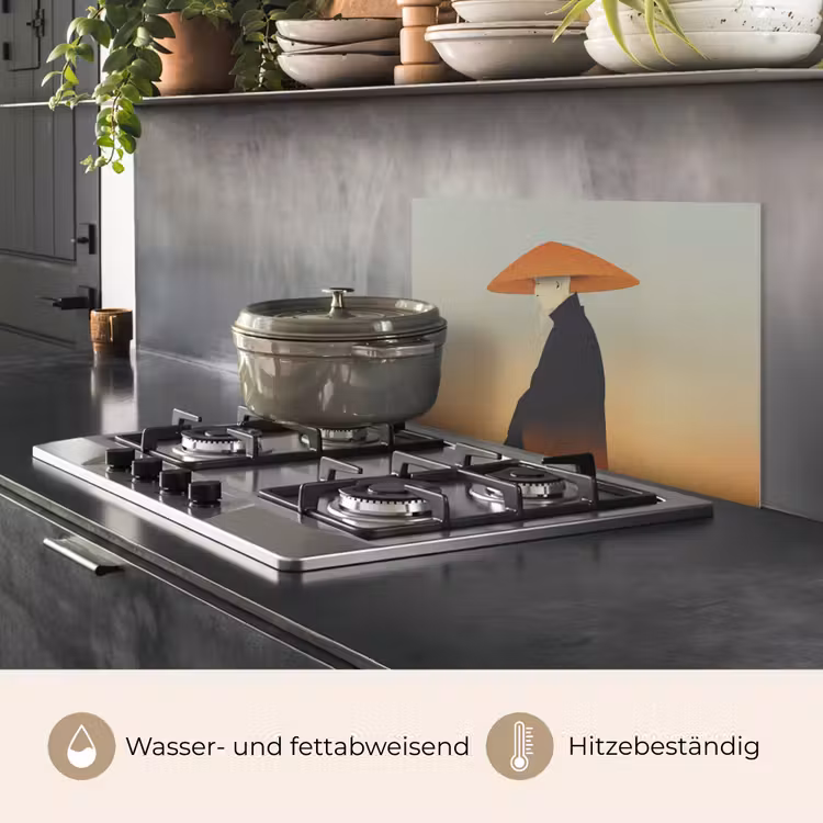 Spritzschutz Küche - Minimalistisch - Scherenschnitt - Orange — 2