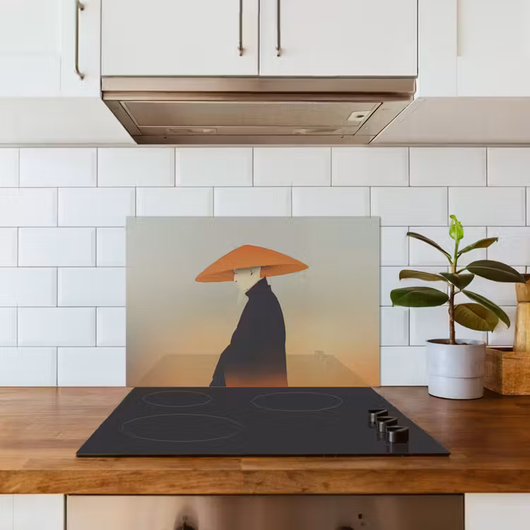 Spritzschutz Küche - Minimalistisch - Scherenschnitt - Orange — 3