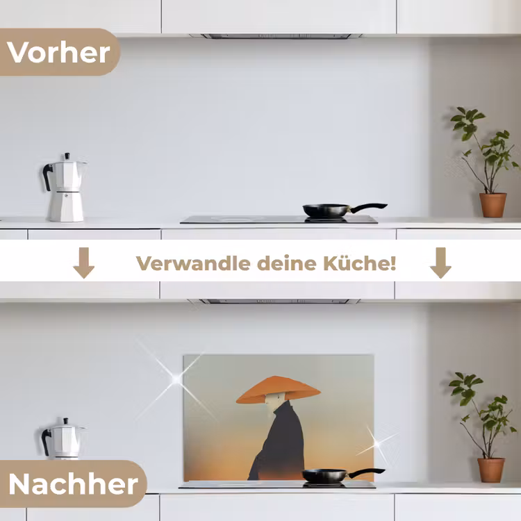 Spritzschutz Küche - Minimalistisch - Scherenschnitt - Orange — 7
