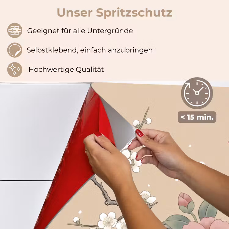 Spritzschutz Küche - Blumen - Vögel - Blumen — 4