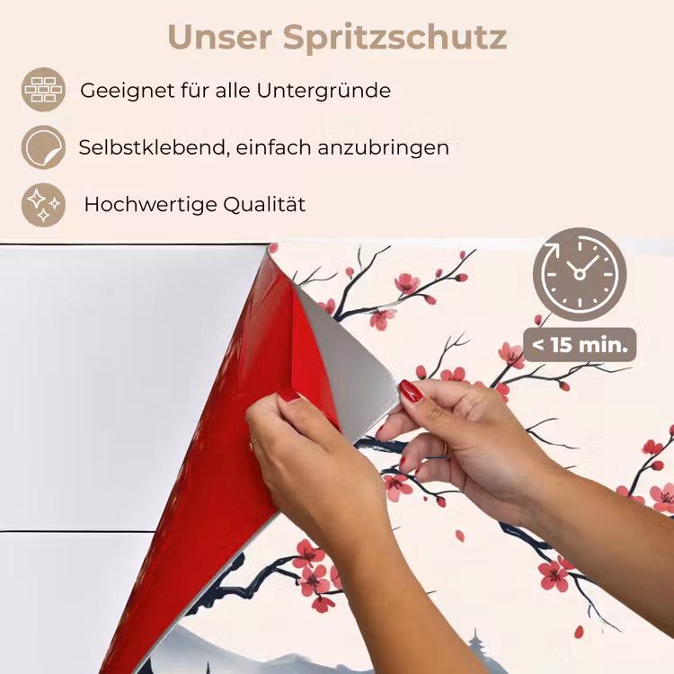 Spritzschutz Küche - Kirschblüte - Orientalisch - Rot — 4