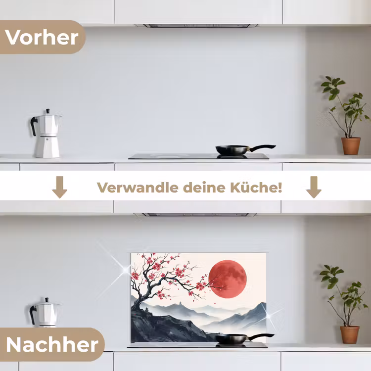 Spritzschutz Küche - Kirschblüte - Orientalisch - Rot — 7