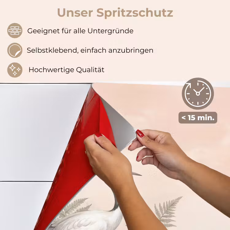 Spritzschutz Küche - Kranich - Natur - Rosa — 4