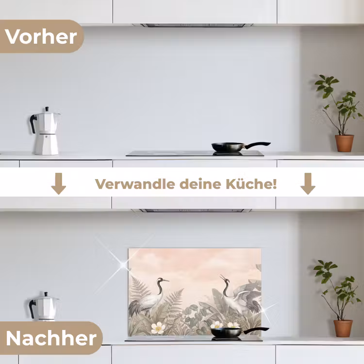 Spritzschutz Küche - Kranich - Natur - Rosa — 7