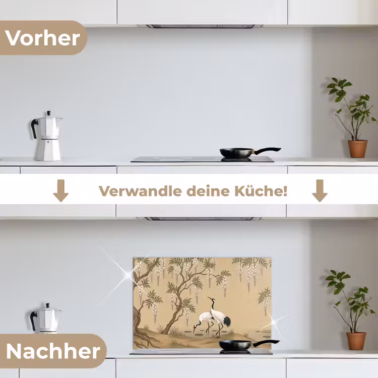 Spritzschutz Küche - Kranich - Wasser - Beige — 7