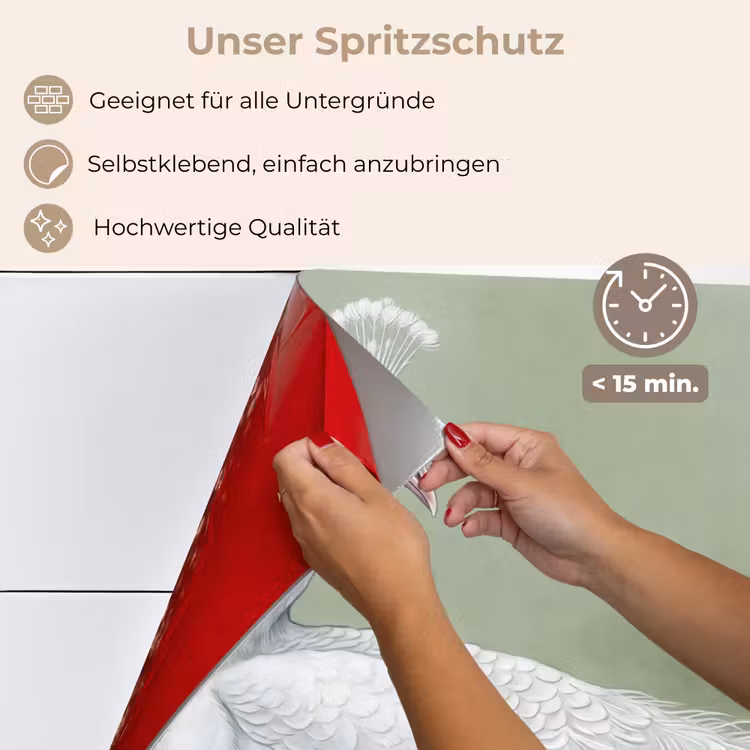Spritzschutz Küche - Pfaue - Weiß - Natur - Grün — 4