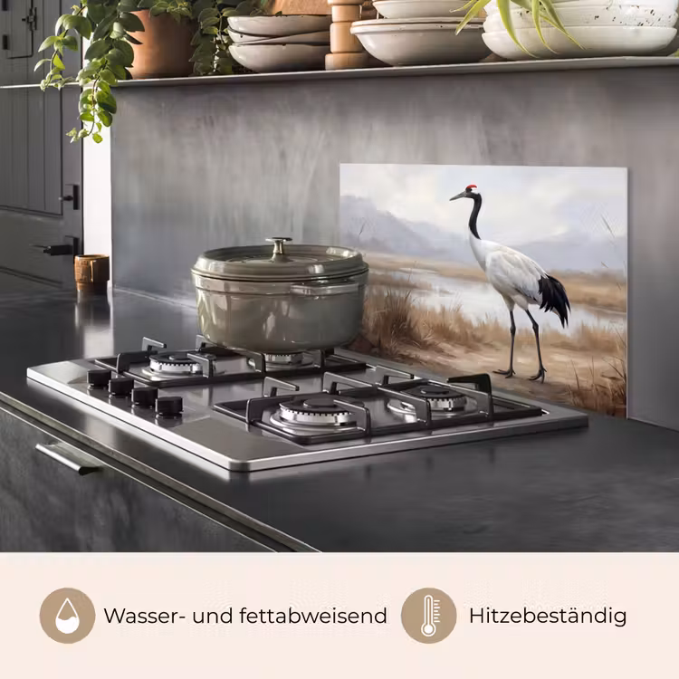 Spritzschutz Küche - Kranich - Natur - Realistisch — 2