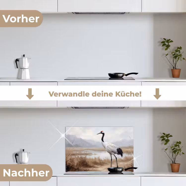 Spritzschutz Küche - Kranich - Natur - Realistisch — 7