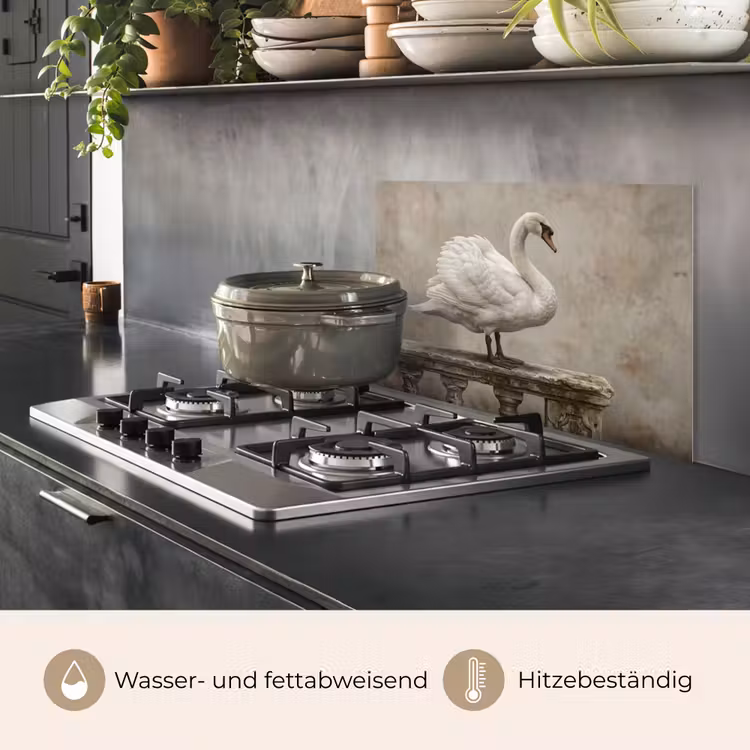 Spritzschutz Küche - Schwan - Elegant - Tiere - Weiß — 2