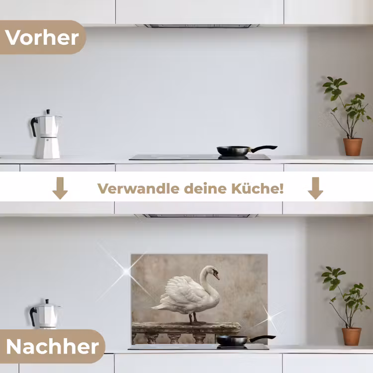 Spritzschutz Küche - Schwan - Elegant - Tiere - Weiß — 7