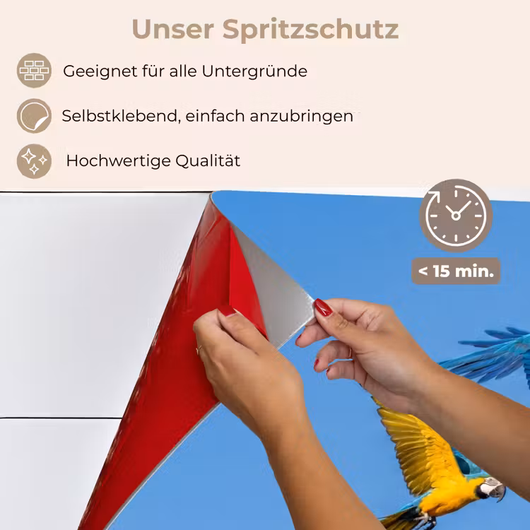 Spritzschutz Küche - Papagei - Fliegen - Blau - Gelb — 4