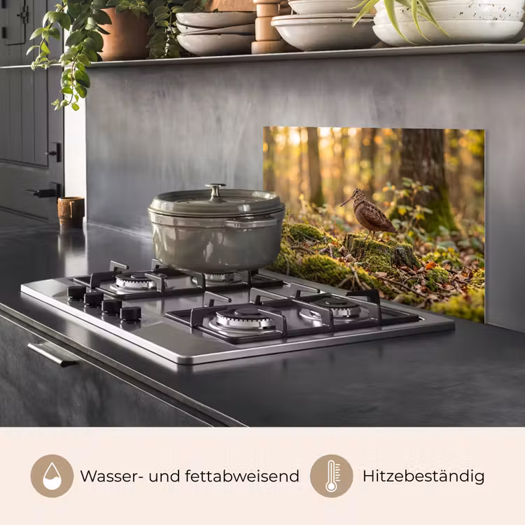 Spritzschutz Küche - Waldschnepfe - Wald - Laub - Herbst - Getarnt — 2
