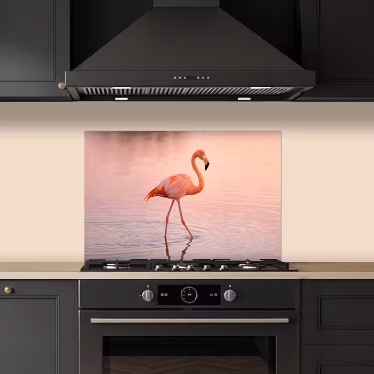 Spritzschutz Küche - Flamingo - Wasser - Rosa — 5