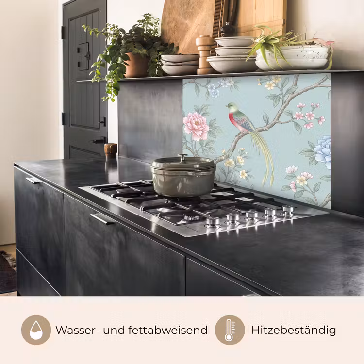Küchen rückwand - Vogel - Blumen - Farbenfroh — 4