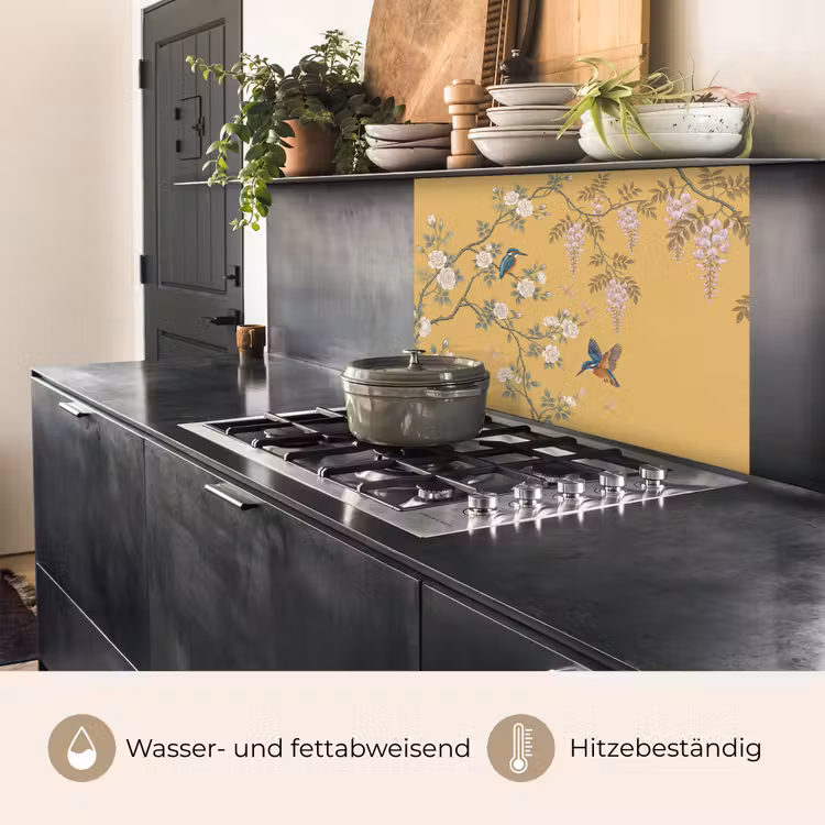 Küchen rückwand - Eisvögel - Blüte - Gelb — 4