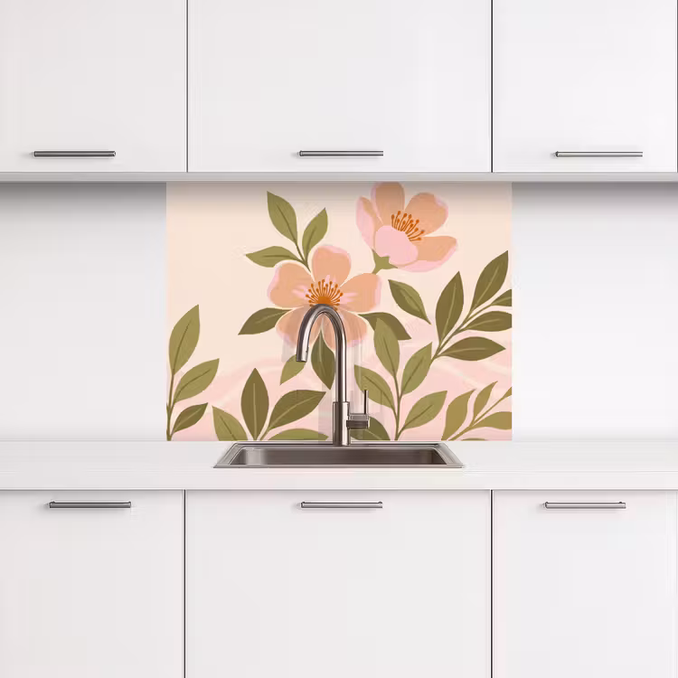 Küchen rückwand - Grafik - Blumen - Rosa — 3