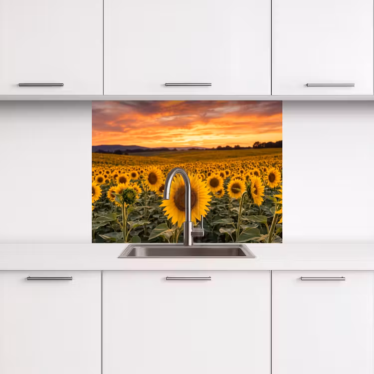 Küchen rückwand - Sonnenblumen - Hügellandschaft - Gelb — 3