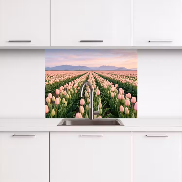 Küchen rückwand - Tulpen - Landschaft - Rosa — 3