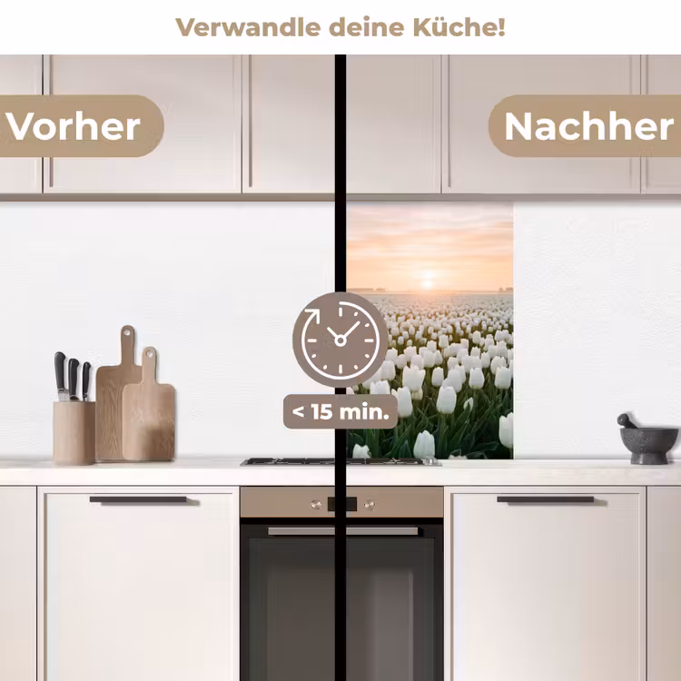 Küchen rückwand - Tulpen - Landschaft - Weiß — 2